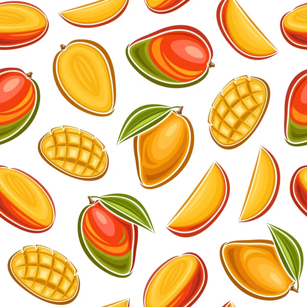 Vector Mango Seamless Pattern Square Repeating Background Cut Out Illustration — Stock Vector