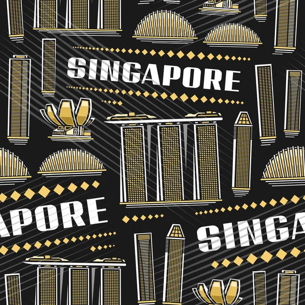 Vector Singapore Seamless Pattern Ripetere Sfondo Con Illustrazione Del Famoso — Vettoriale Stock