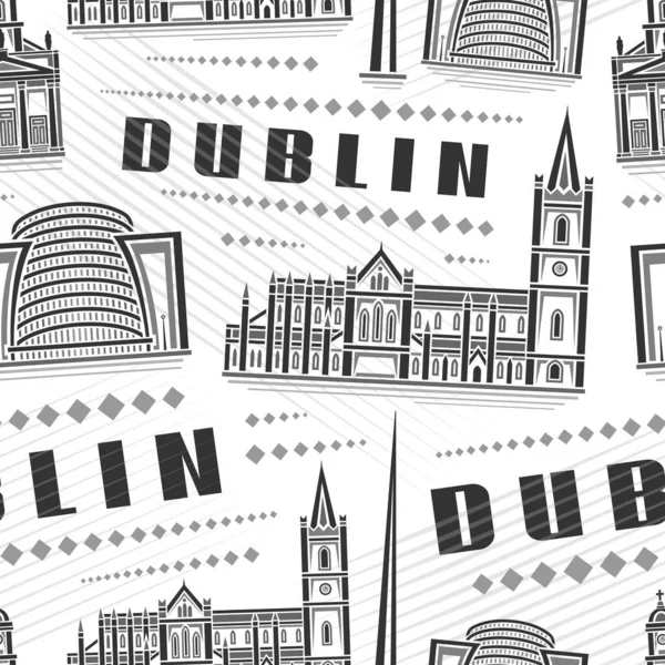 Vector Dublin Zökkenőmentes Minta Ismétlődő Háttér Illusztrációjával Híres Európai Dublin — Stock Vector