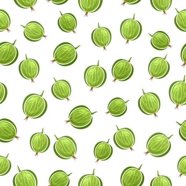 ベクトルグリーングーズベリーシームレスなパターン 包装紙のための熟した農場グーズベリーのイラストをカットした背景を繰り返し 家のインテリアのためのフラットレイグリーングーズベリーの果物のコレクション — ストックベクタ