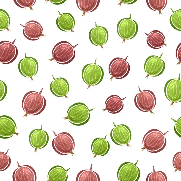 Vector Red Green Gooseberry Seamless Pattern Repeat Background Cut Out — Stock Vector