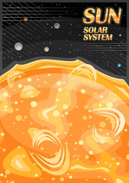 Vector Poster Sun Decorative Vertical Banner Illustration Orbiting Solar System — Stock Vector