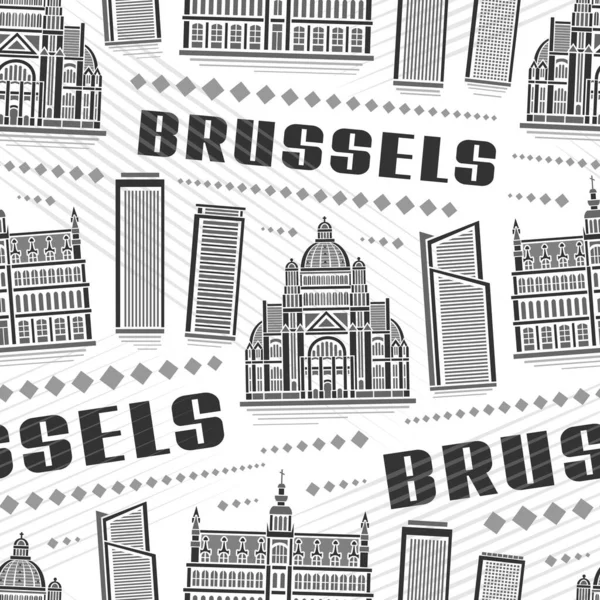 Διάνυσμα Βρυξέλλες Seamless Pattern Πλατεία Επαναλαμβανόμενο Φόντο Απεικόνιση Του Διάσημου — Διανυσματικό Αρχείο