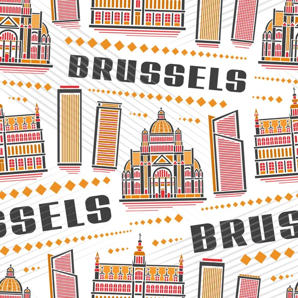 Διάνυσμα Βρυξέλλες Seamless Pattern Επανάληψη Φόντο Την Απεικόνιση Του Διάσημου — Διανυσματικό Αρχείο
