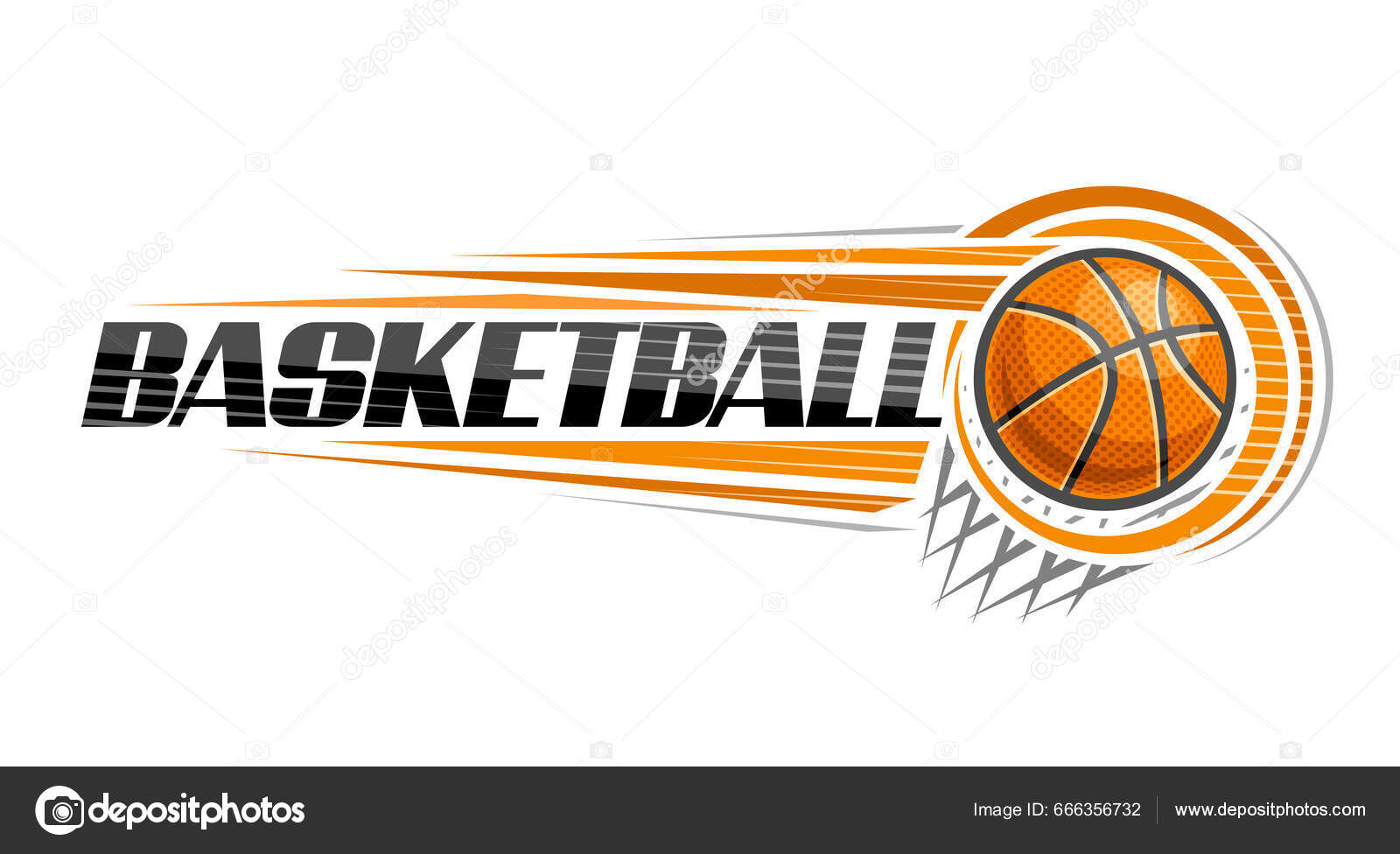 Vector Logo Basketball Decorative Banner Line Illustration Thrown