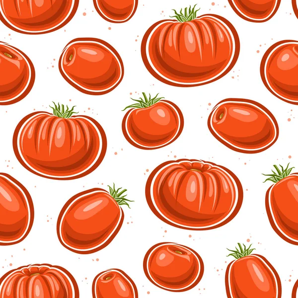 Vector Tomato Seamless Pattern Repeat Background Variety Cut Out Ripe — Stock Vector