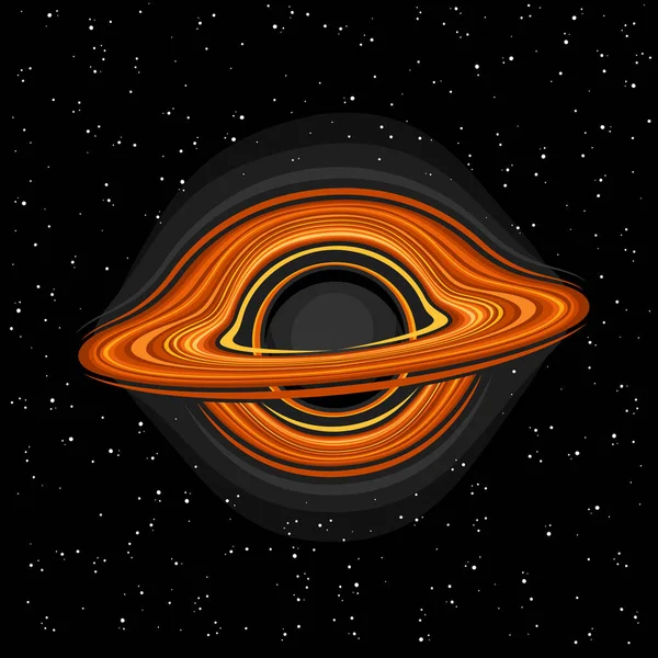 Illustration Vectorielle Trou Noir Affiche Astronomique Carrée Avec Dessin Animé — Image vectorielle