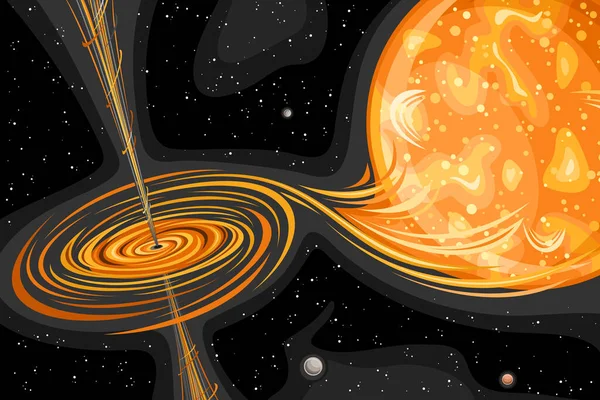 Vektor Illusztráció Black Hole Futurisztikus Vízszintes Poszter Örvény Fekete Lyuk — Stock Vector