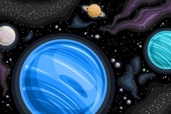 Vector Fantasy Space Chart Pôster Astronômico Horizontal Com Desenho Animado —  Vetores de Stock