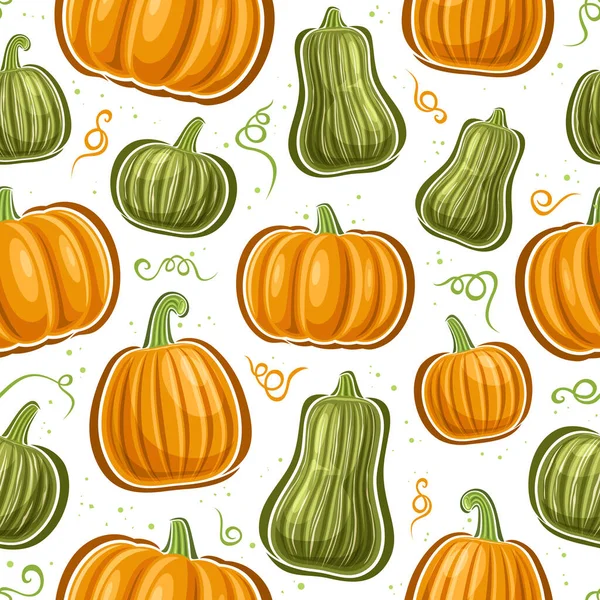 Vector Pumpkin Seamless Pattern Square Repeat Background Cut Out Illustrations — Stock Vector