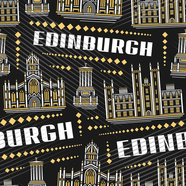 Vector Edinburgh Seamless Pattern Repeat Background Illustration Famous Historical Edinburgh — Stock Vector