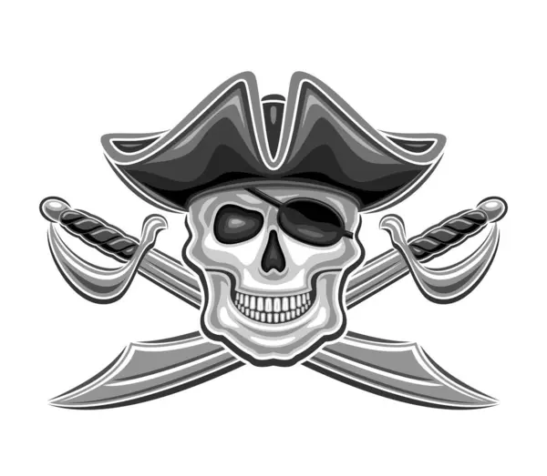 Logo Vectorial Para Pirate Skull Insignia Decorativa Con Ilustración Horrible — Archivo Imágenes Vectoriales