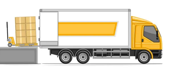 Vektor Illustration Des Lastwagens Horizontale Hebel Mit Profil Seitenansicht Palettenhubwagen Stockillustration