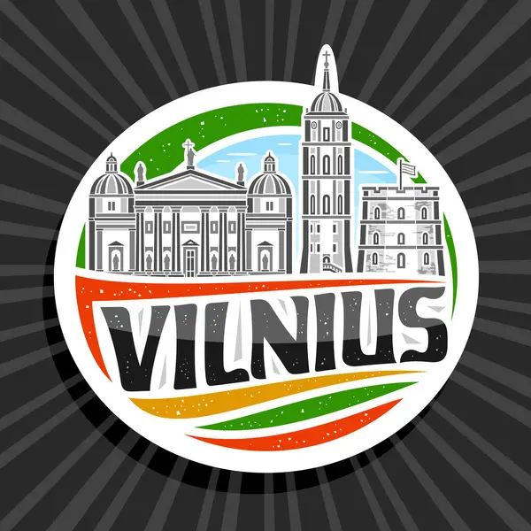 Logotipo Vetor Para Vilnius Etiqueta Decorativa Branca Com Ilustração Esboço Vetor De Stock