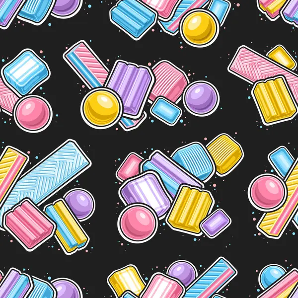 Vector Bubble Gum Naadloos Patroon Herhalen Achtergrond Met Overzicht Illustratie Vectorbeelden