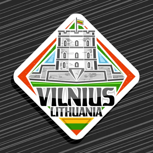 Logo Vettoriale Vilnius Cartello Stradale Rombo Bianco Con Illustrazione Linea Vettoriali Stock Royalty Free