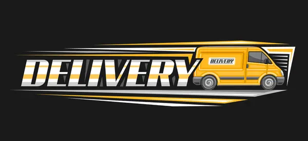 Vector Logo Voor Delivery Van Decoratief Uithangbord Met Afbeelding Van Stockillustratie