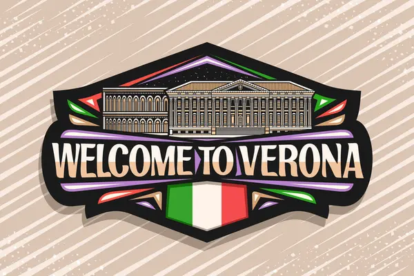 Vector Logo Verona Decorative Signboard Outline Illustration European Illuminated Verona Grafiche Vettoriali