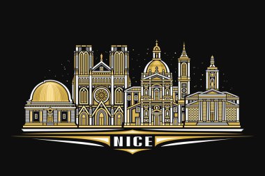 Hoş, karanlık yatay kartın vektör çizimi doğrusal tasarım ile ünlü tarihi şehir manzarası gece yıldızlı gökyüzü arkaplanı, şehir çizgisi sanat konsepti güzel metinler için eşsiz fırça harfleri