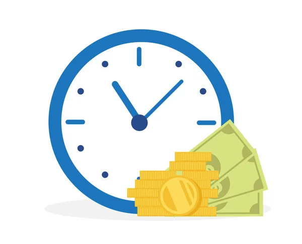 Годинник Гроші Час Гроші Бізнес Фінансова Концепція — стоковий вектор
