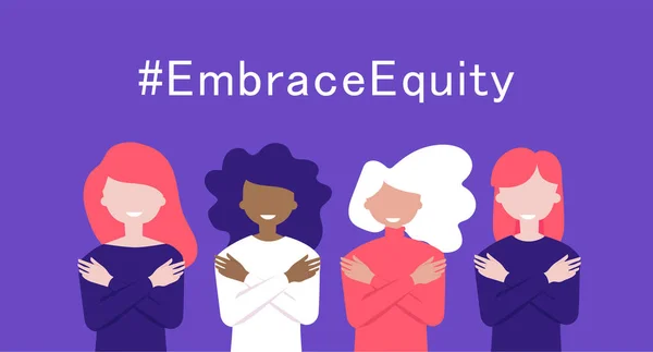 Dia Internacional Das Mulheres Março Abraça Equity Campanha Embraceequity Lutar — Vetor de Stock