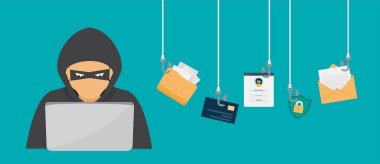 Dolandırıcılık konsepti. Dolandırıcılık koruması, şifre hırsızlığı, veri hırsızlığı