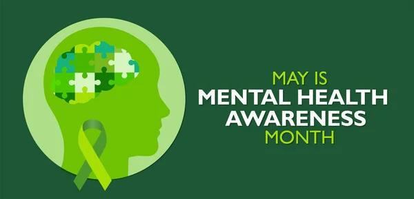 Mental Health Awareness Month Vector Illustration Poster Banner Print Web — ストックベクタ