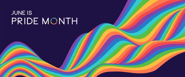 Juni Pride Månad Rainbow Våg Form Färg Bakgrund Trendig Bakgrund — Stock vektor
