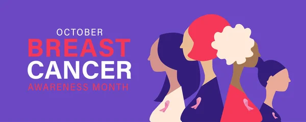 Mês Conscientização Sobre Câncer Mama Para Campanha Prevenção Doenças Grupo — Vetor de Stock
