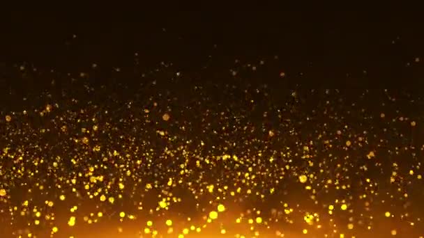 明るいボケの輝きの効果で上昇する黄金の輝きの抽象的な金粒子 — ストック動画