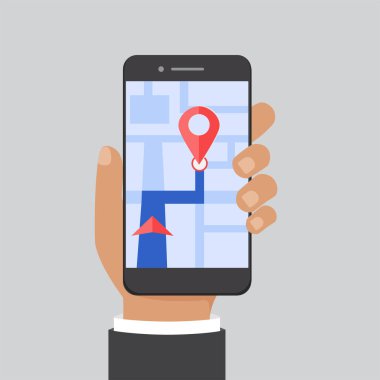 Uygulama ile hedef rota bulunuyor. Sancak veya iniş ağı için seyrüsefer, ulaşım kavramı