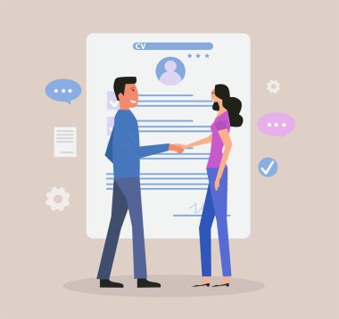 İşe alım süreci konsepti, vektör çizimleri