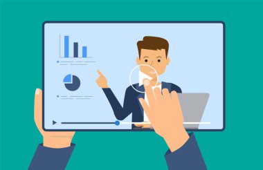 Video izlemek, kurs, webinar, online özel dersler. Bir video oynatıcıyla el ele tutuşmak