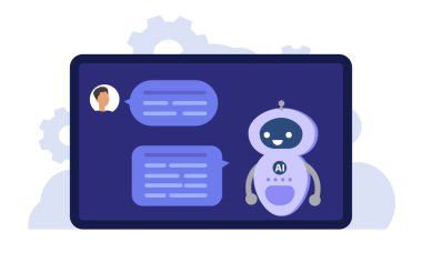 Dijital ekranda bir yapay zeka asistanıyla sohbet