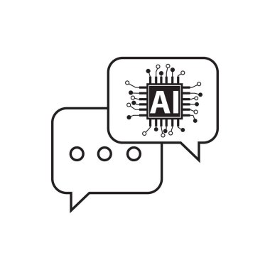 Sohbet hattı simgesi, yapay zeka sembollü sohbet balonu