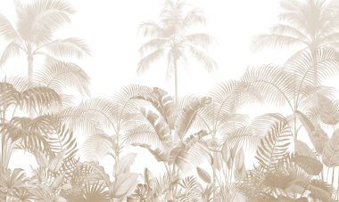 Vintage Botanik Duvarı Duvarı: Yeryüzü Tonları, Palmiye Ağaçları ve Vahşi Bitkiler