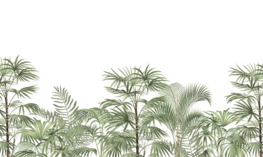 Minimalist Botanik Duvarı Grafiği: Açık Yeşil Orman Yapraksız Kenar