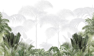 Minimalist Botanik Duvarı Duvarı Duvarı: Soluk Yeşil Orman Manzarası