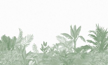 Minimalist Botanik Duvarı Grafiği: Açık Yeşil Orman Yapraksız Kenar