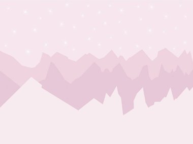 Pembe Pastel Dağı Gece Yumuşak Minimalist Duvar Sanatı Bebek Yuvası ya da Çocuk Odası