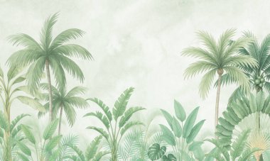 Sakin Dekor Yazdırma: Hafif Sis Efektli Açık Yeşil Orman