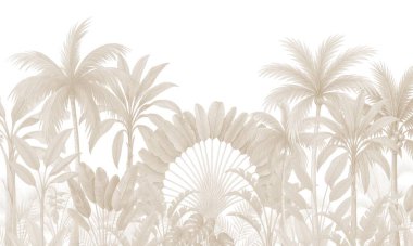 İnce Dekor Yazdırma: Hassas Palmiyelerle Dünya Tonu Orman Manzarası
