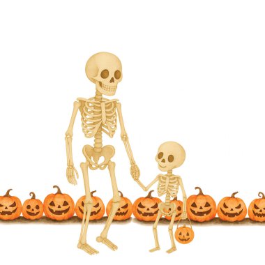  Suluboya Cadılar Bayramı Kabak Sınırlı İskelet Ailesi