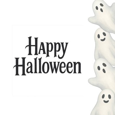 Beyaz Hayaletli dikey Mutlu Cadılar Bayramı Tasarımı