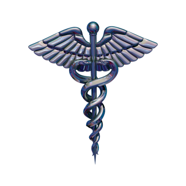 3D rengarenk tıbbi krom metalik Caduceus simgesi, izole edilmiş.. 