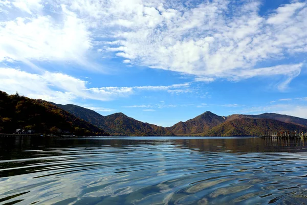 stock image Japanese beautiful scenery  Nikko Chuzenji Lake during the fall foliage season