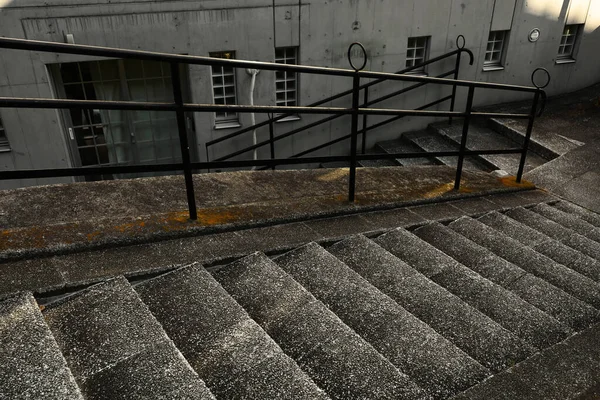 Beton Lépcső Retro Modern Kialakítással Halványan Megvilágított Lejtőn — Stock Fotó
