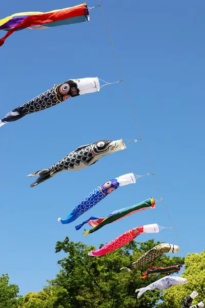 Mavi, berrak bir gökyüzü ve rüzgarda sallanan bir sazan balığı.