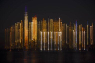 Manhattan, NYC, ABD 'nin soyut uzun pozlama efekti