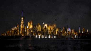 Manhattan, NYC, ABD 'nin soyut uzun pozlama efekti